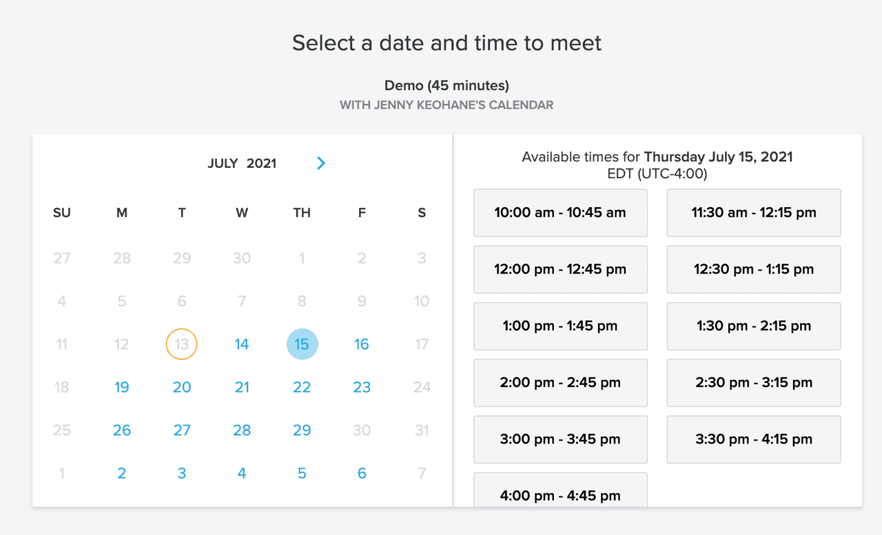 Strategic Sales Plans Examples: meeting scheduler