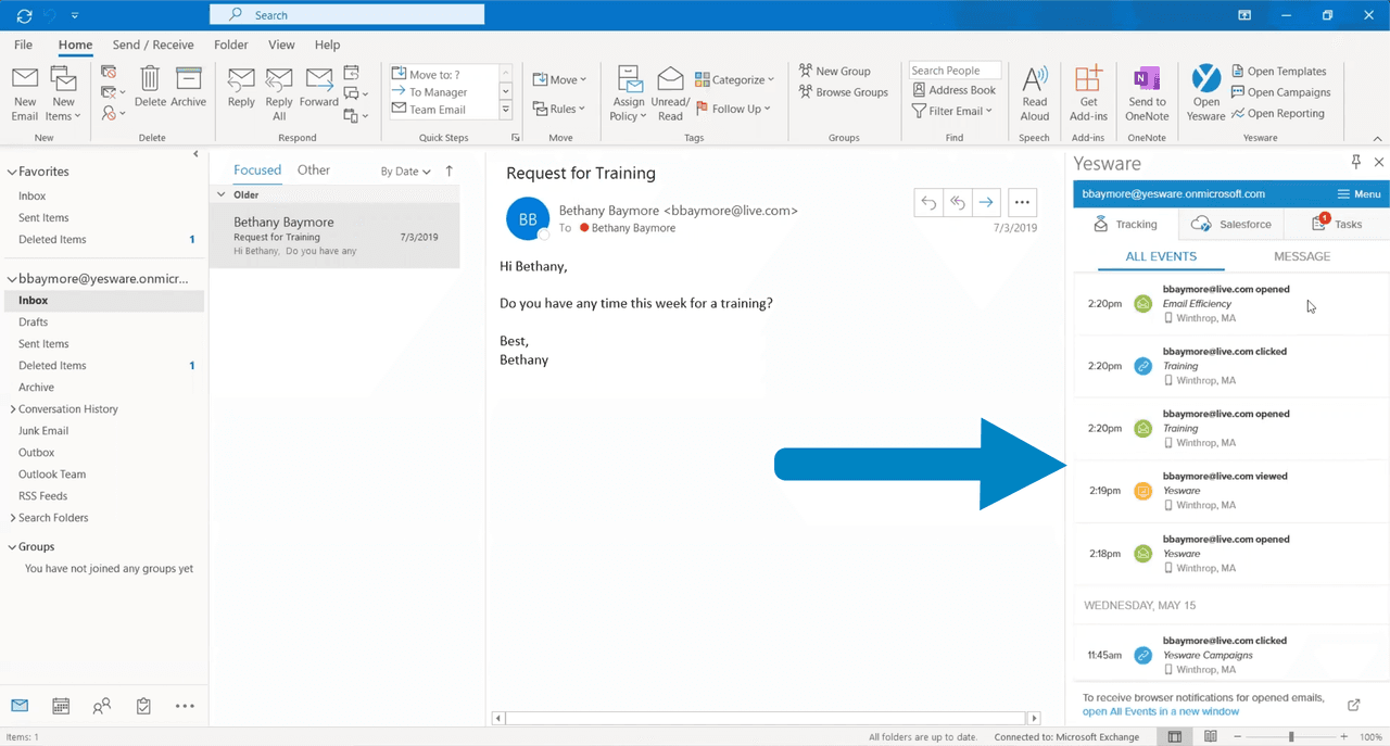 Outlook Add-On: Yesware Email Tracking