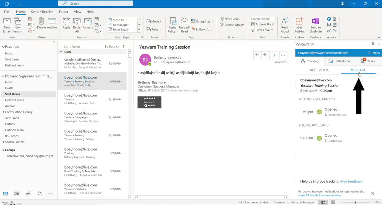 Yesware Email Tracking - Engagement Insights