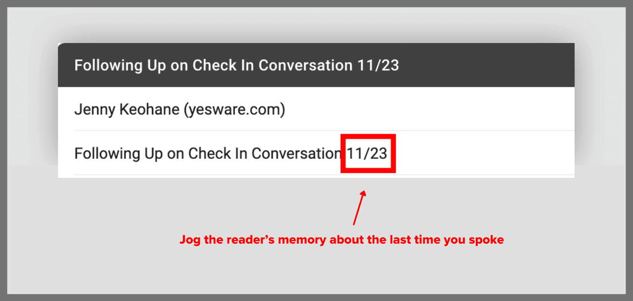 Follow-Up Email Subject Line Example