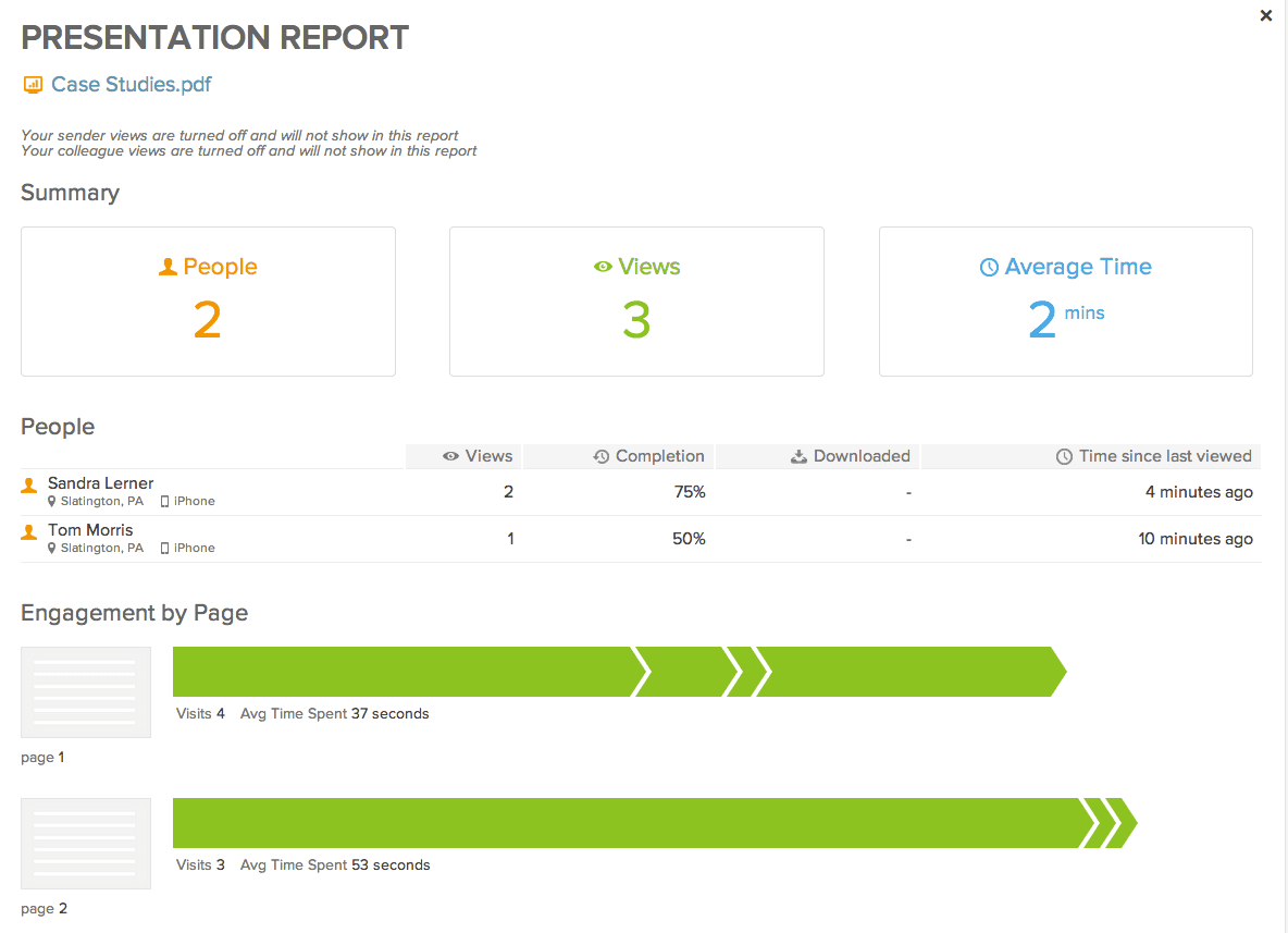 startup sales: presentation report