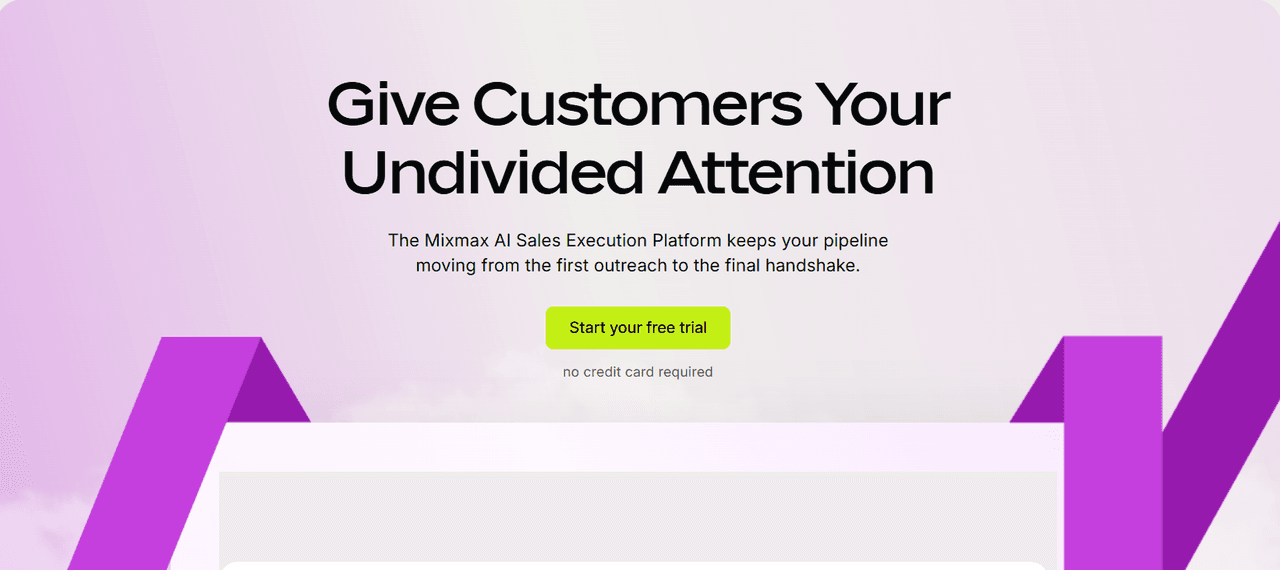 Sales execution platform header highlighting automated pipeline management and customer engagement tools.