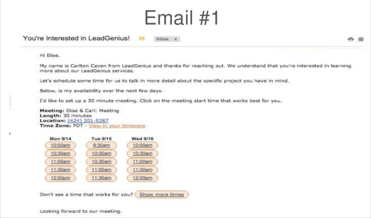 Email drip campaign example 1