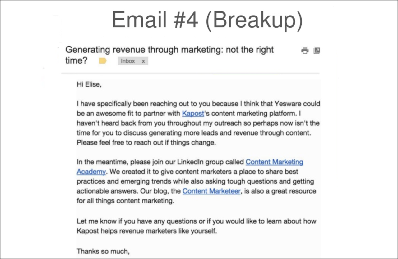 Email drip campaign examples: prospecting email 4
