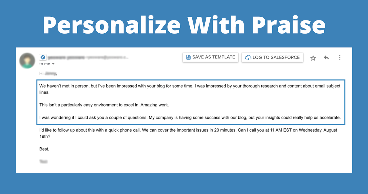 personalized emails: personalize with praise