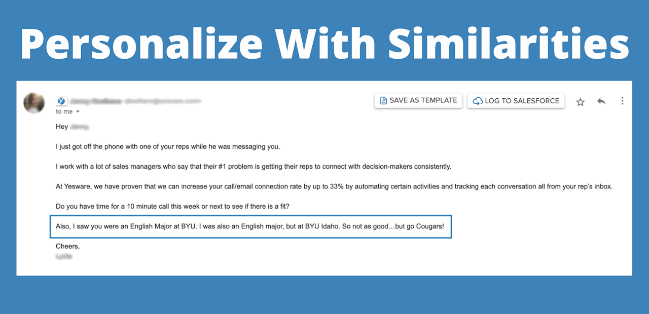 personalized emails: personalize with similarities