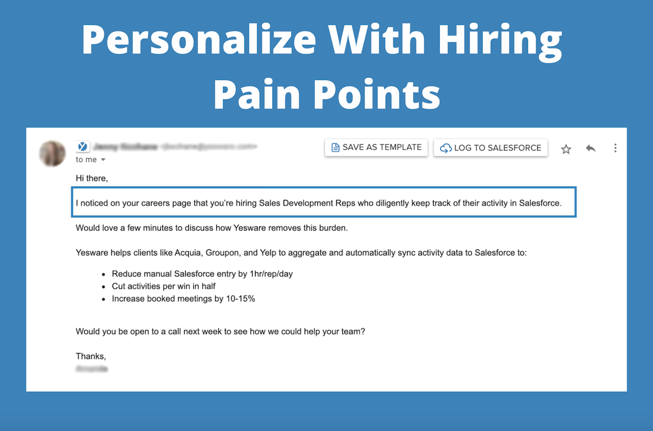 personalized emails: personalize with hiring pain points