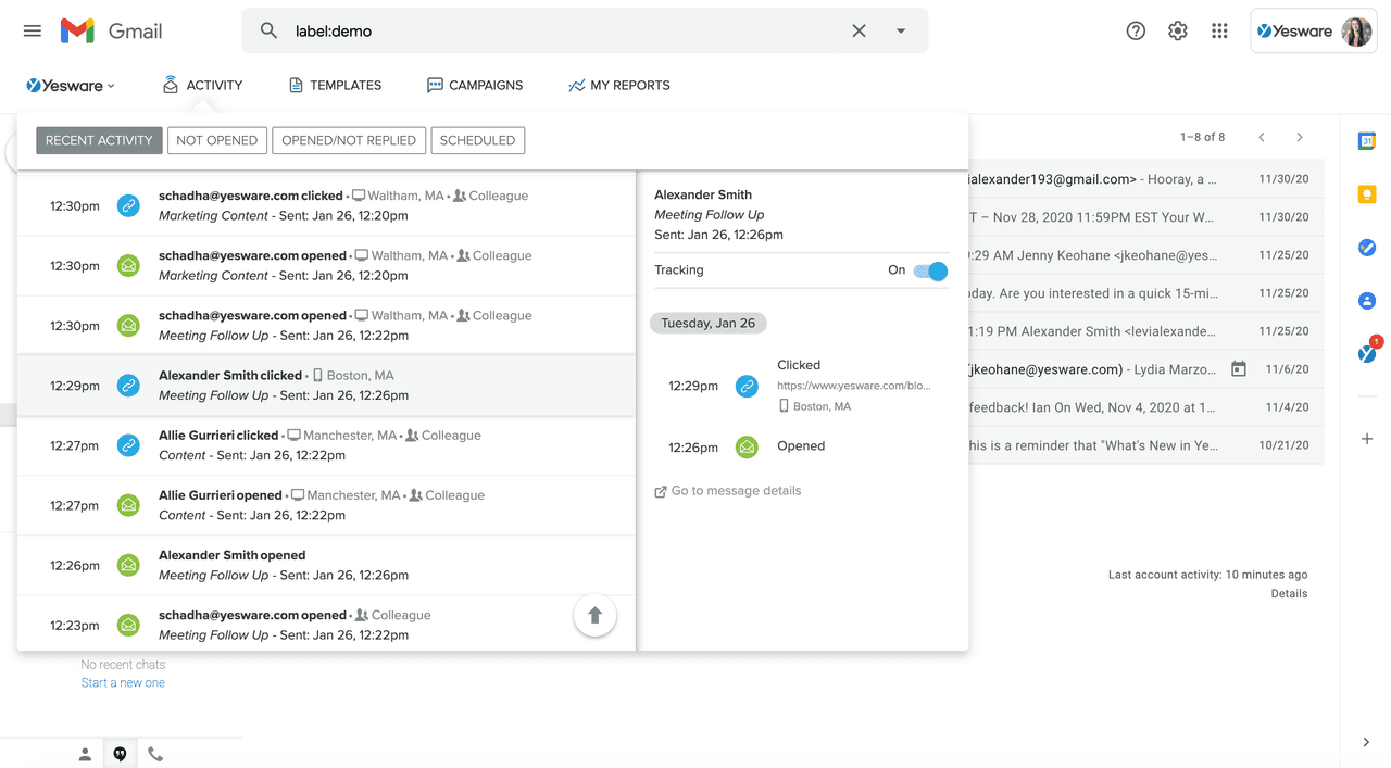 yesware email tracking software