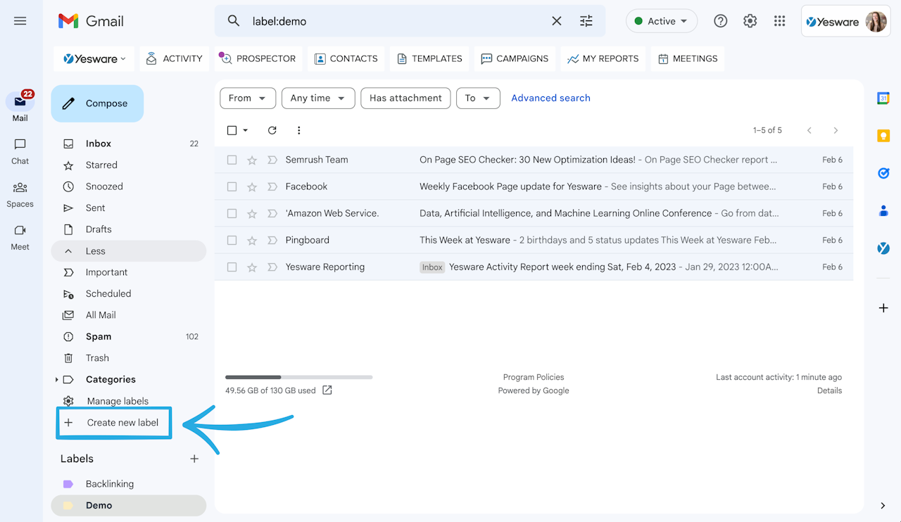 How to create folders in Gmail: Step 2