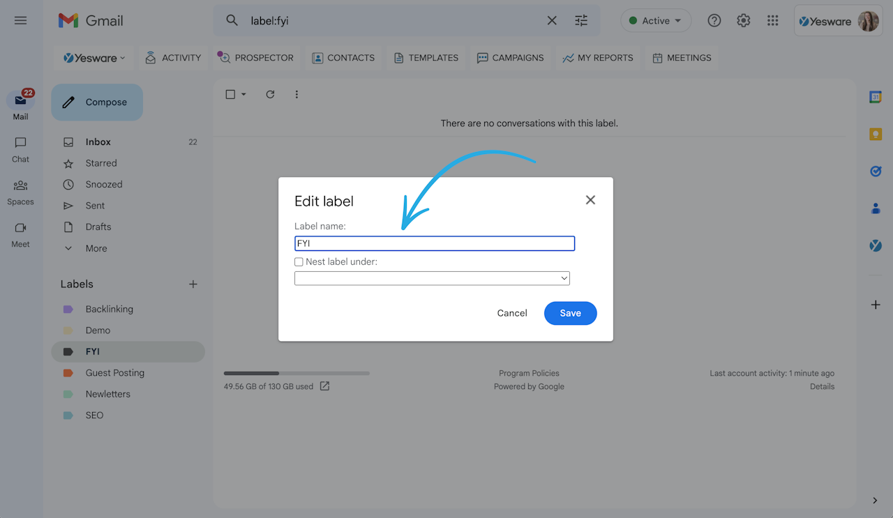 How to edit a label in Gmail: Step 3