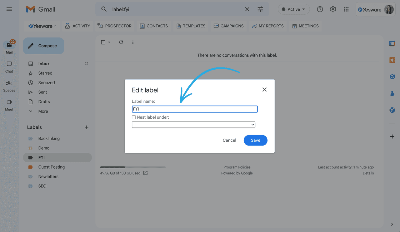 How to edit a label in Gmail: Step 3