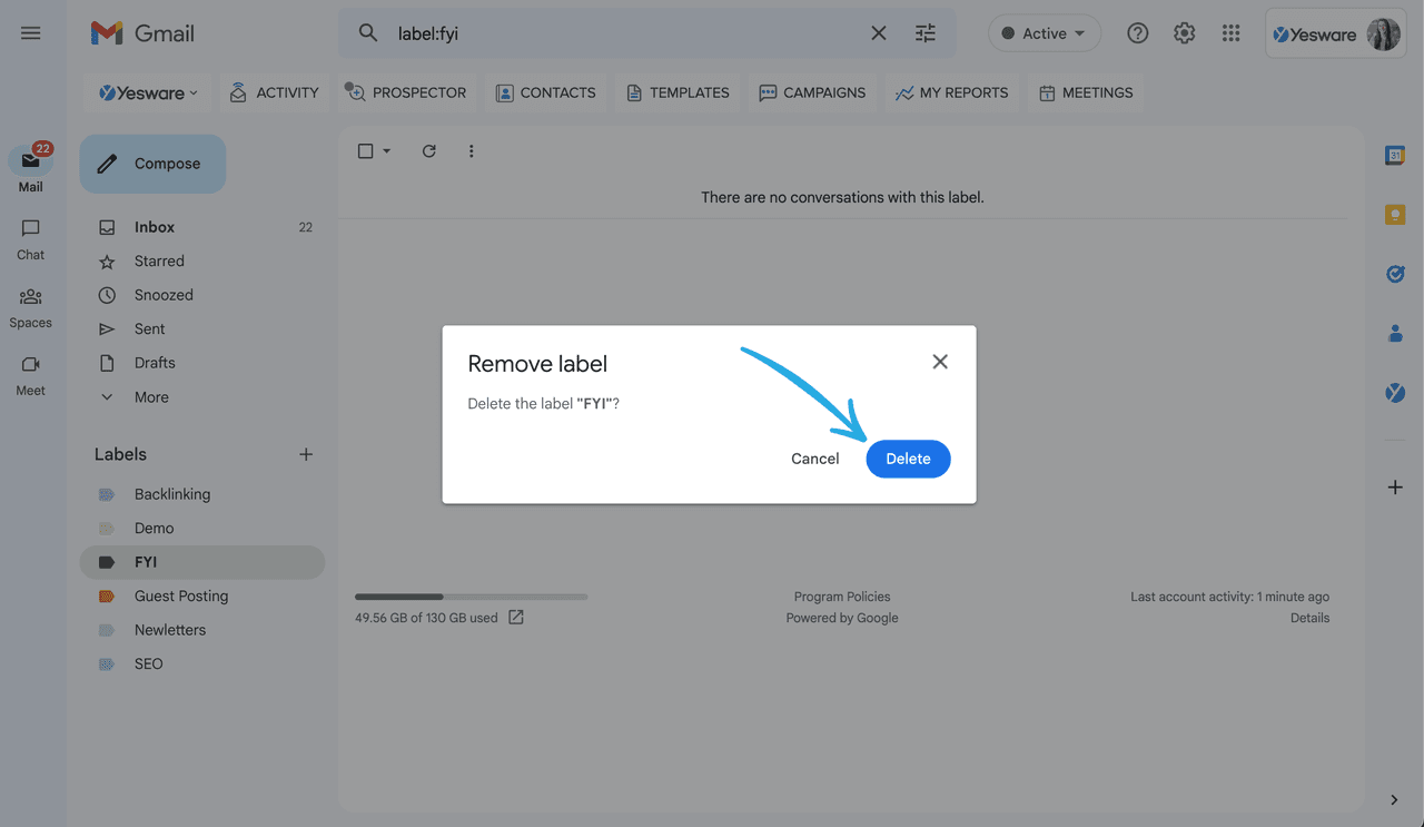 How to delete a label in Gmail: Step 3