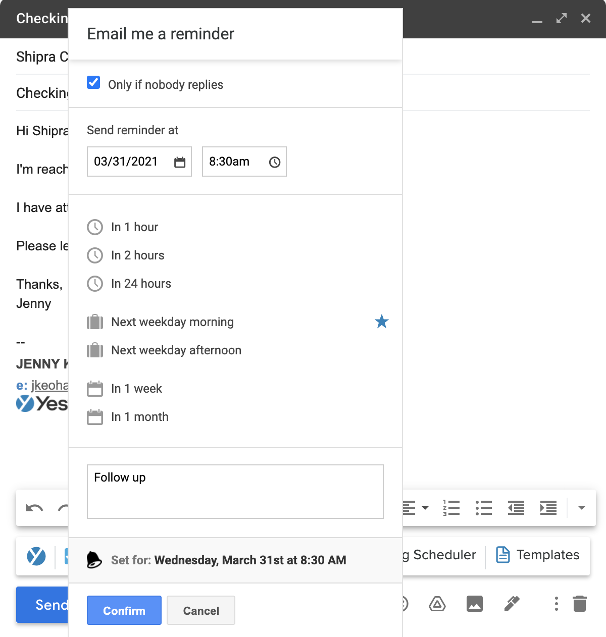 Set reminders in Gmail
