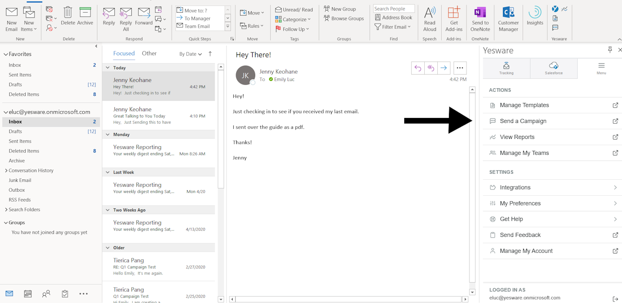 email campaign in your outlook inbox