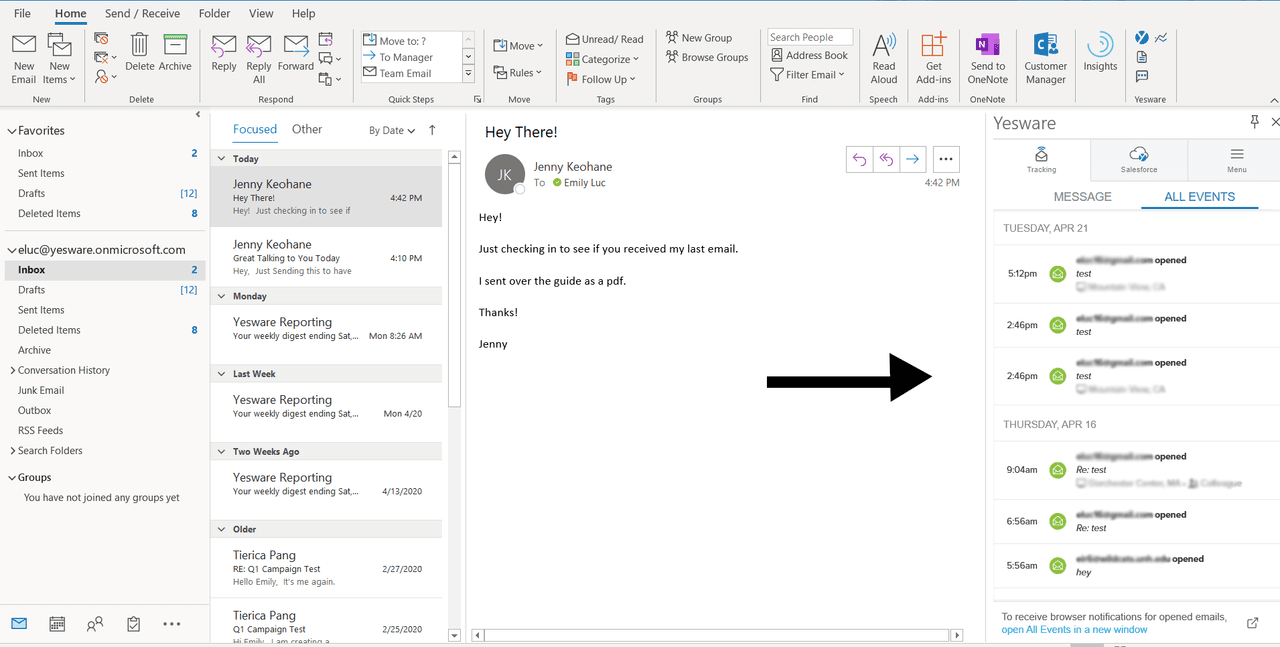 outlook hacks: yesware