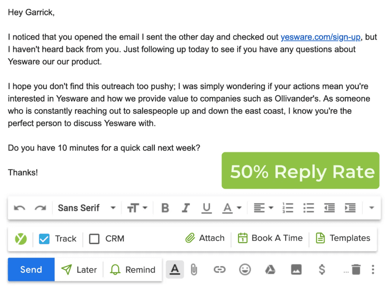 sales follow up email