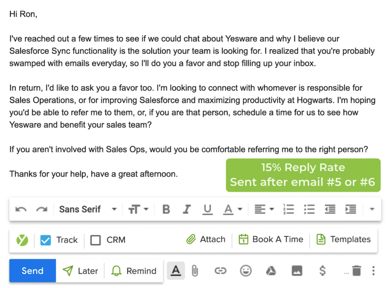 sales follow up email