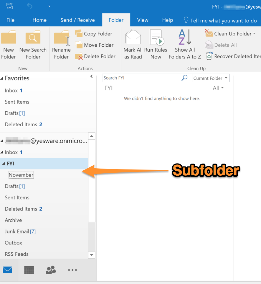 how to create folders in outlook