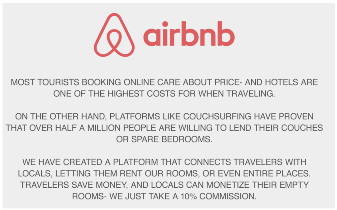 elevator pitch examples: Airbnb