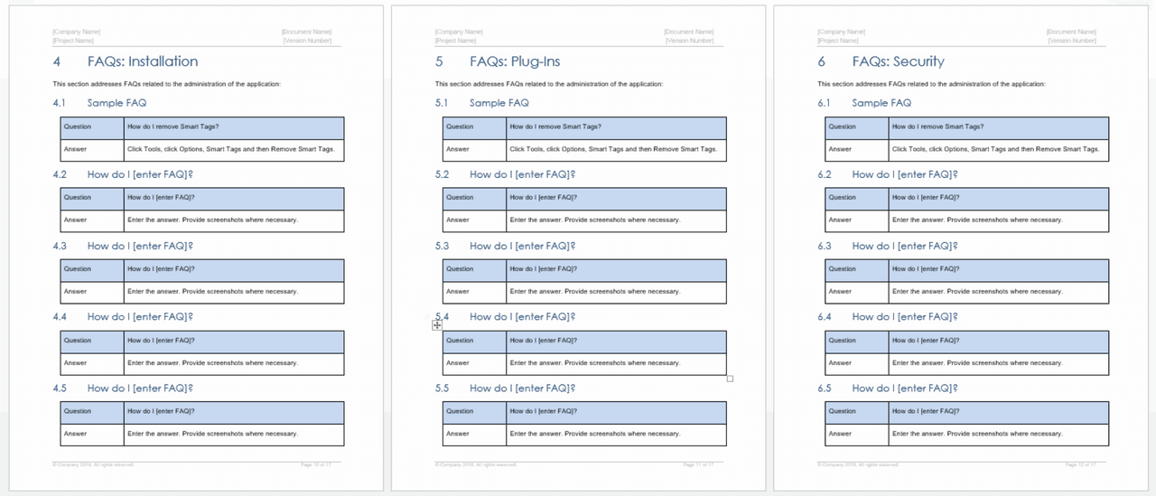 sales collateral example: FAQ sheet template