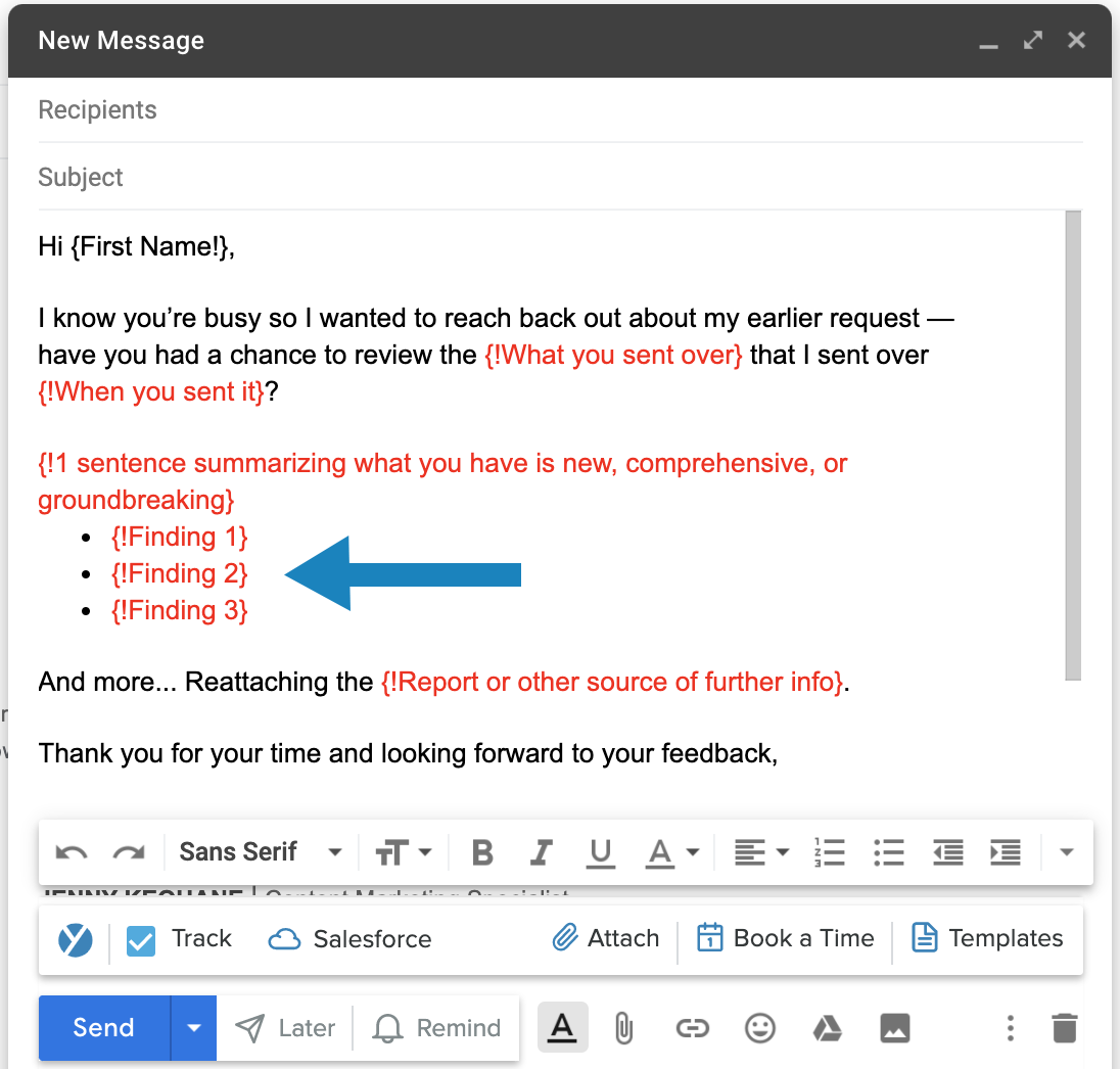 use bullet points in your follow up emails