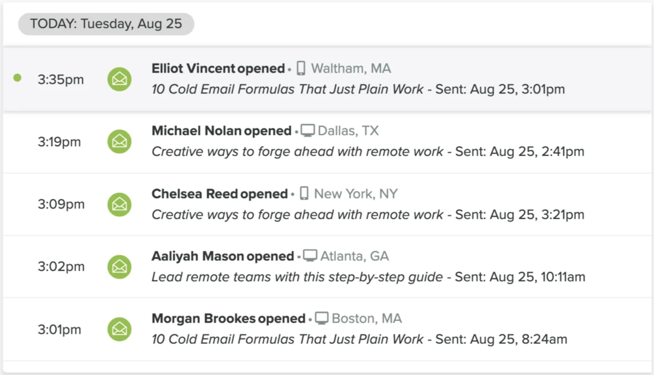 Tracking the effectiveness of cold email subject lines with Yesware Email Tracking.