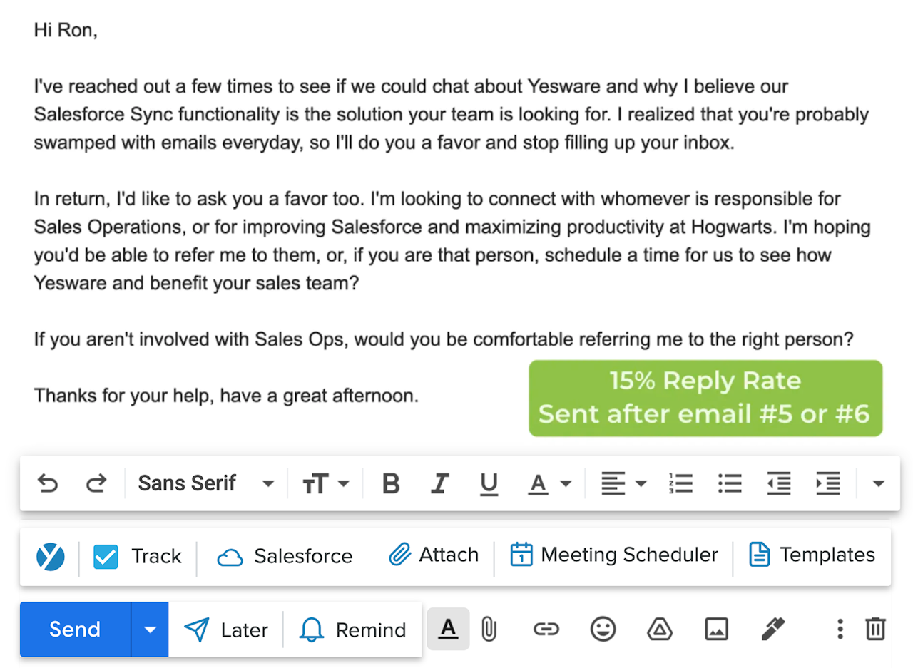 follow-up email template: ask for a favor