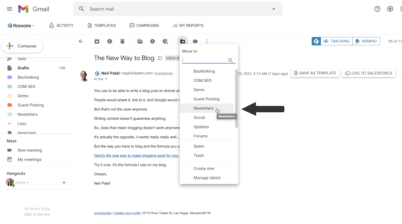 move to newsletters to folder for email productivity