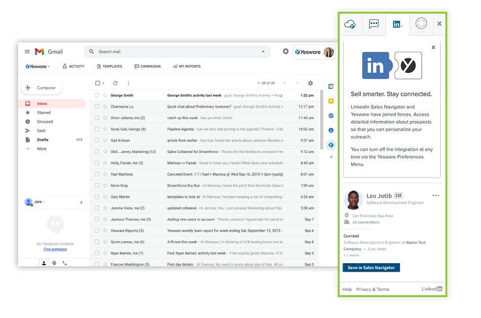 generate more sales leads with yesware's linkedin sales nav in your outlook or gmail inbox