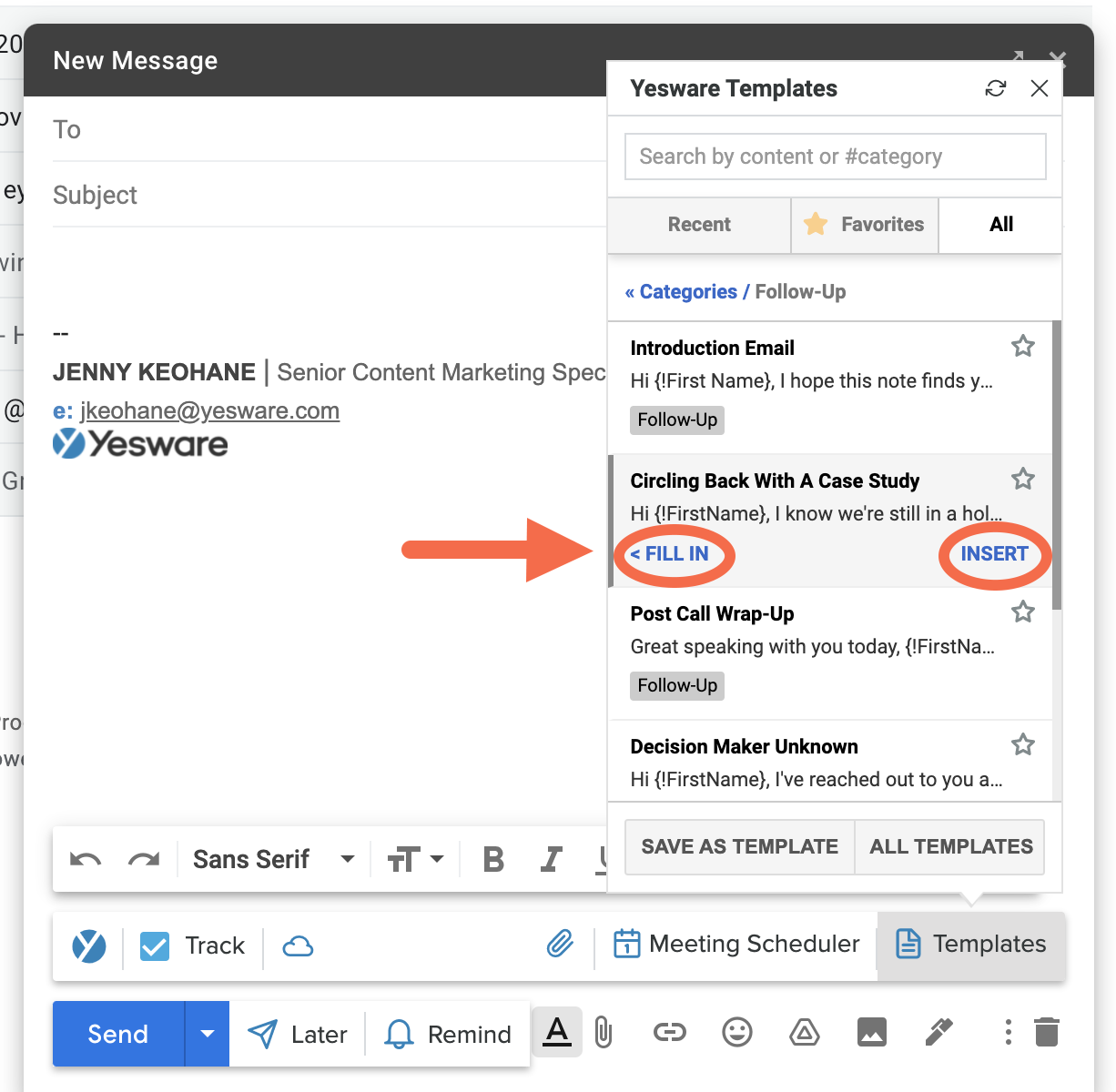 How to insert Gmail Templates using Yesware