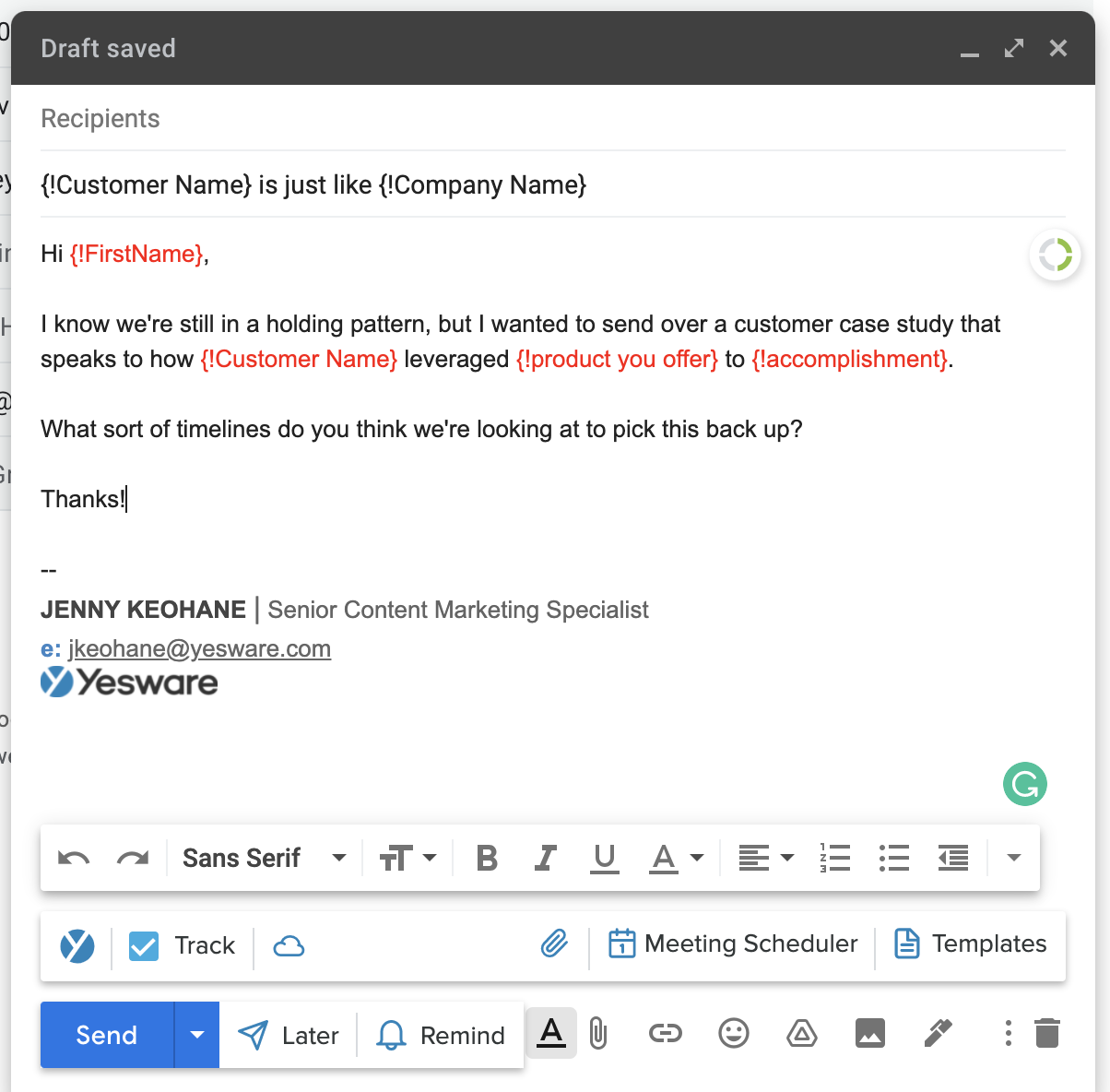 Personalize your Gmail Template