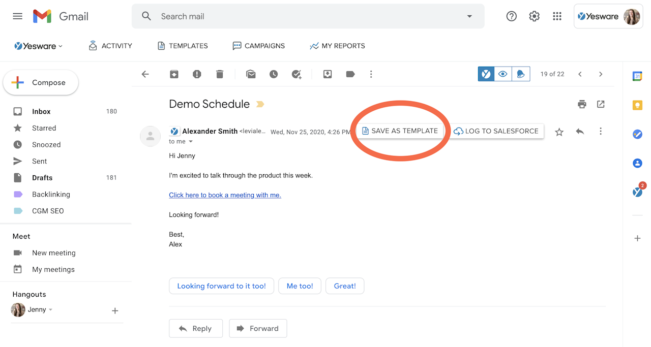 save email as a template