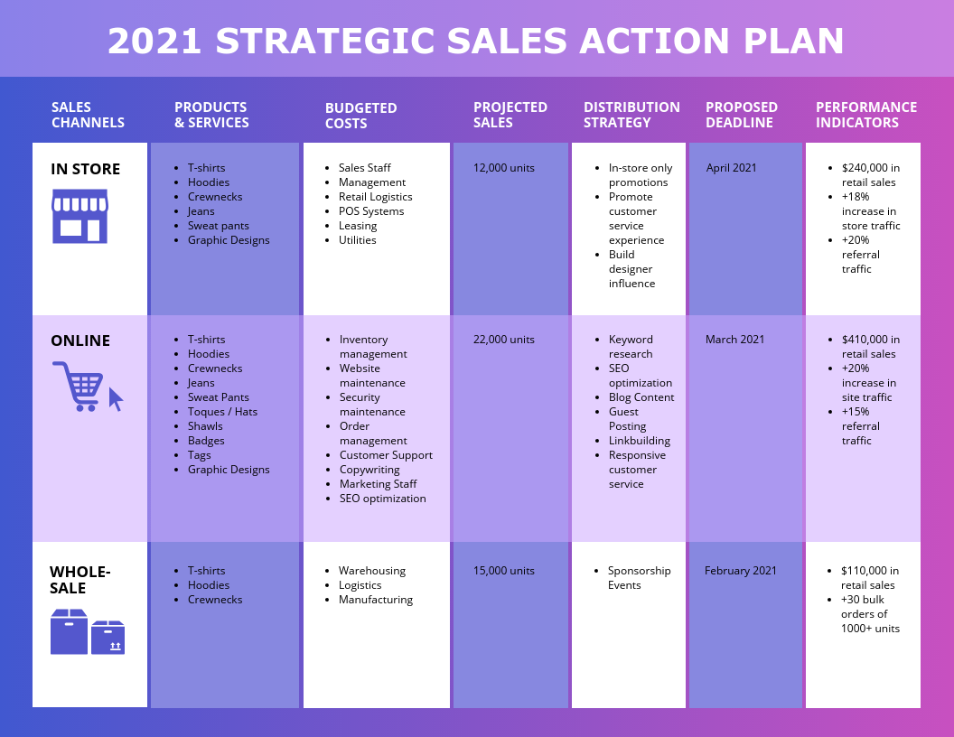 Strategic Sales Plans Examples: action plan