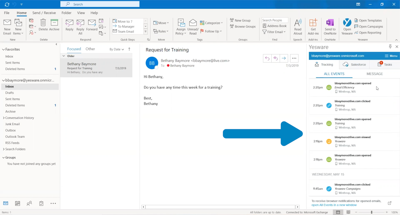 Outlook Signature: Yesware Email Tracking