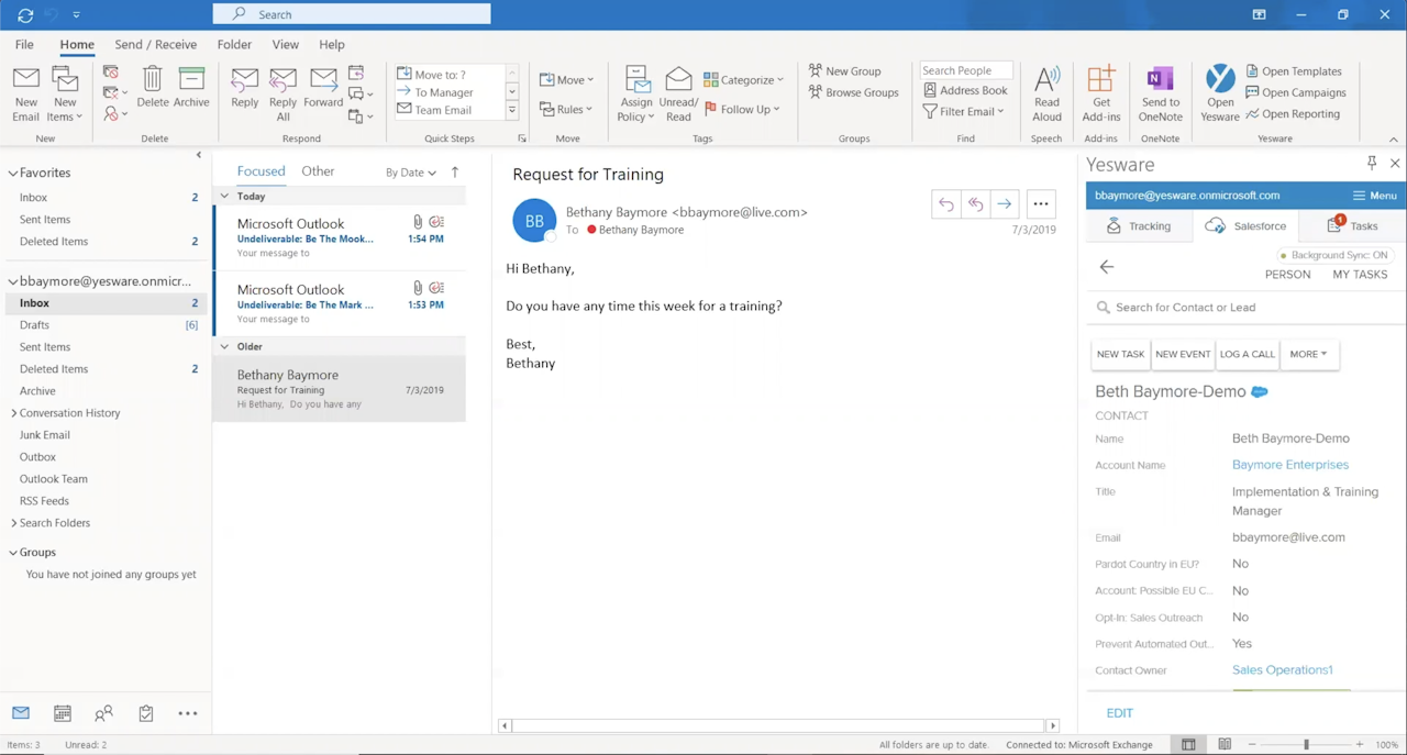 Salesforce Sync in Outlook