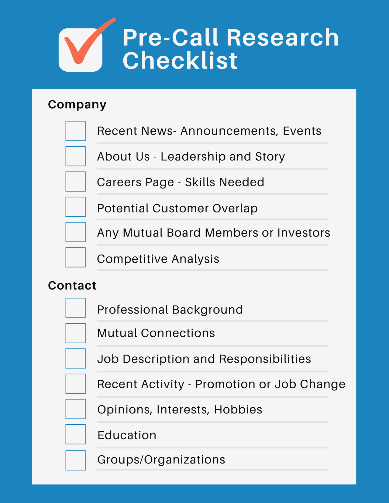 never force anyone to talk to you: pre-call research checklist