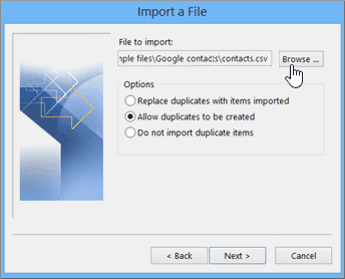 how to import outlook contacts