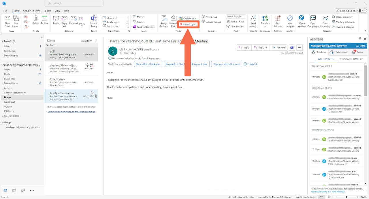 How to set an email reminder in Outlook