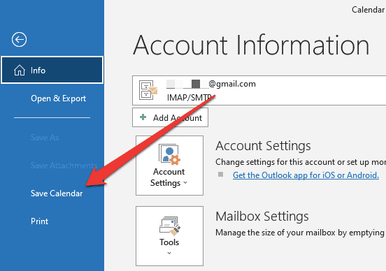 How to export your Outlook calendar