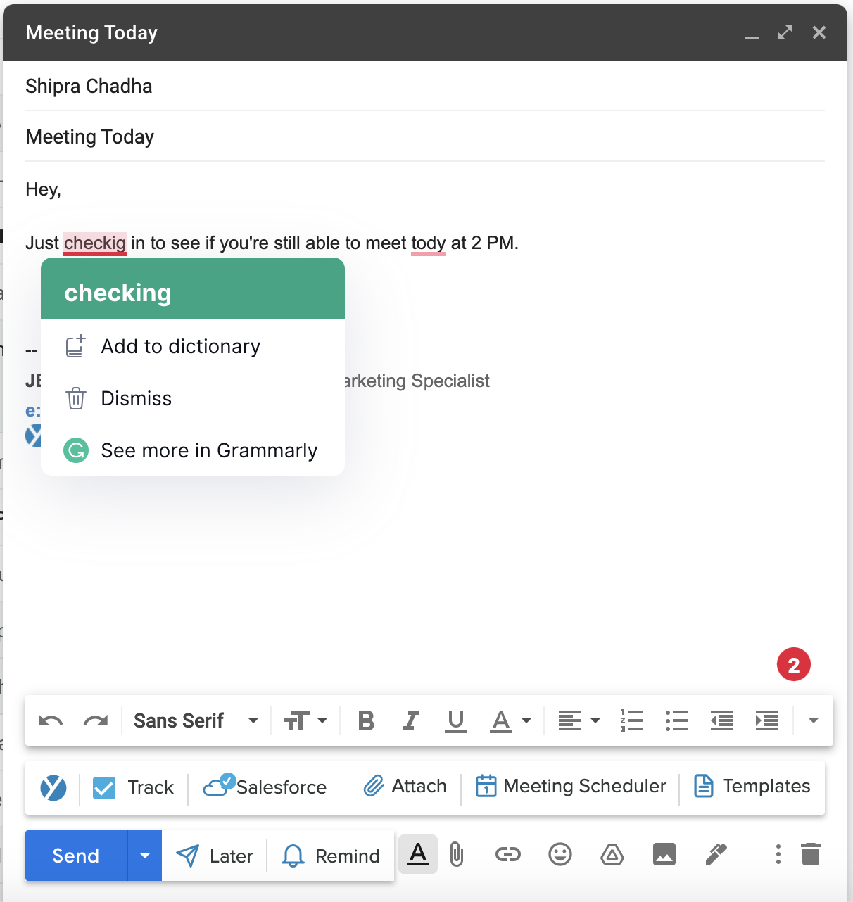 Email outreach tool: Grammarly