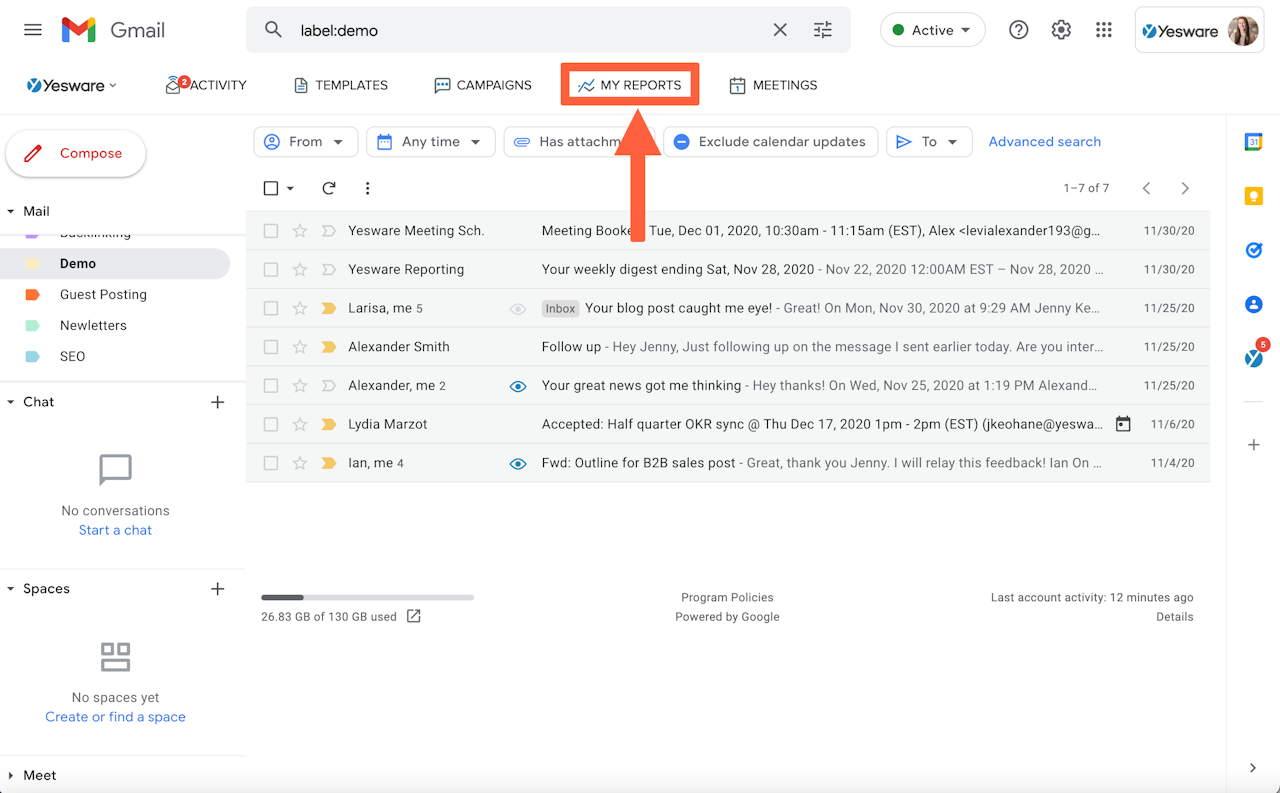 Gmail Automation Tool: Yesware Reports