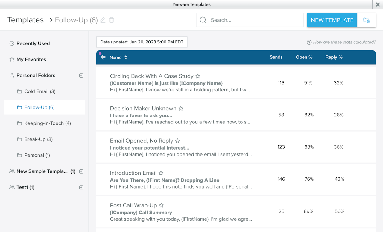 personalize your follow-up email subject lines with templates