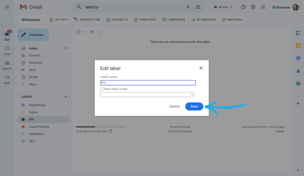 How to edit a label in Gmail: Step 4