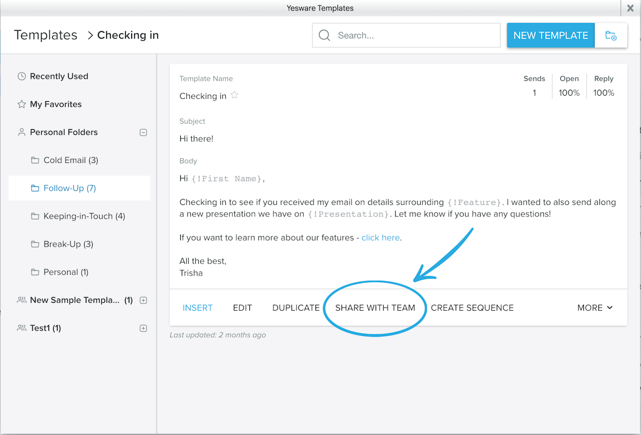 Sales best practices: share email templates with team