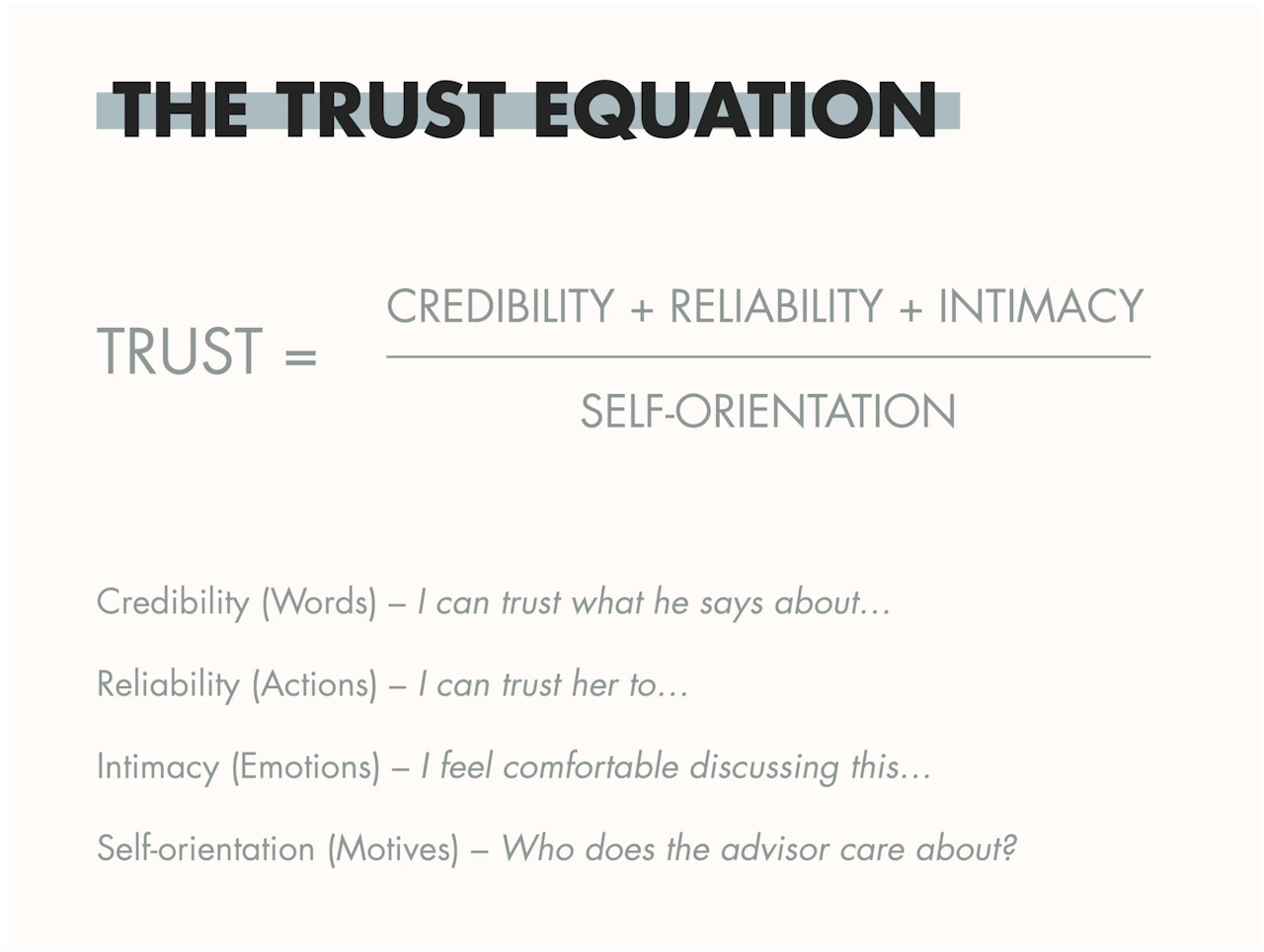Sales best practices: the trust equation