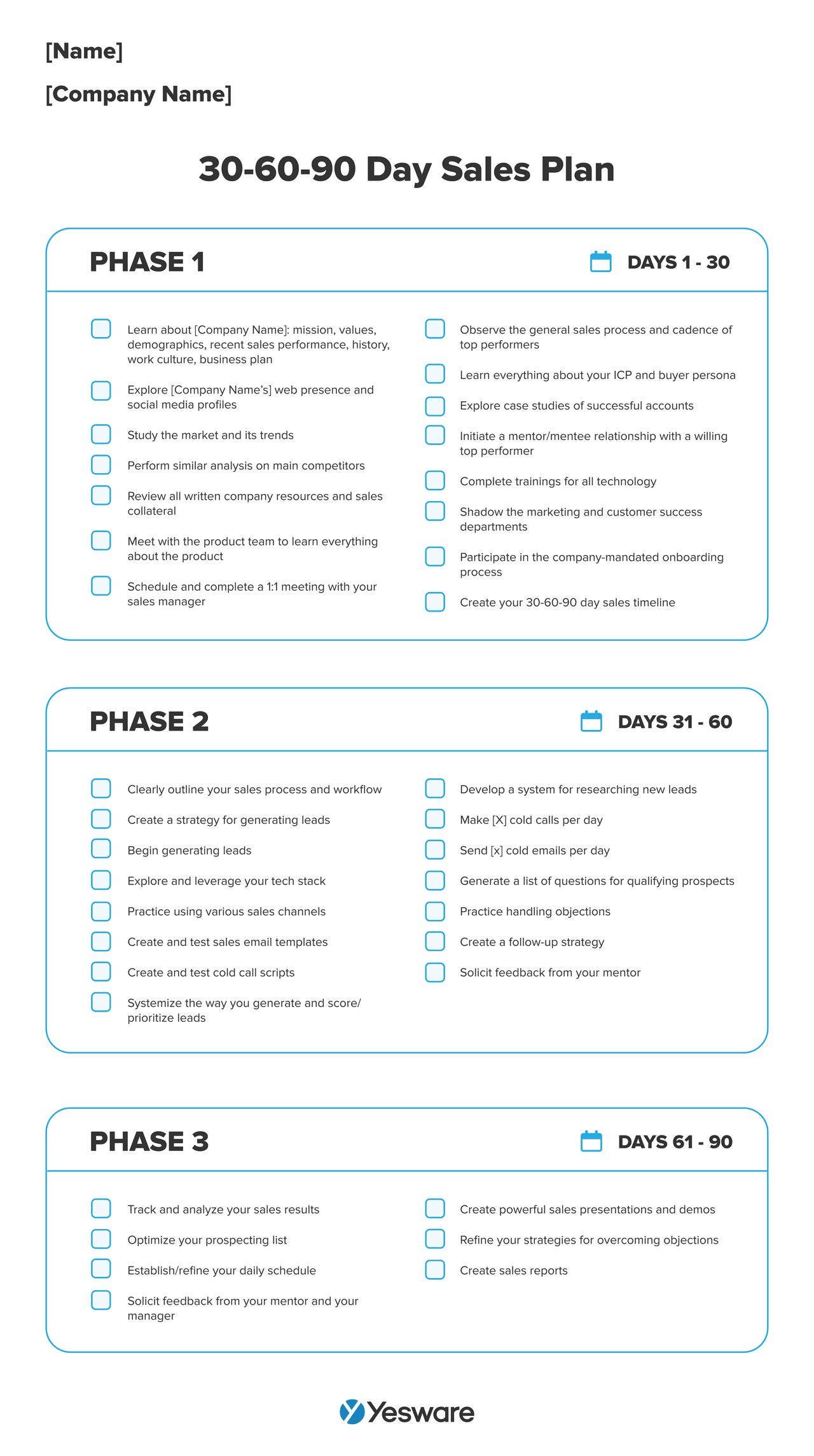 30-60-90 Day Sales Plan Template