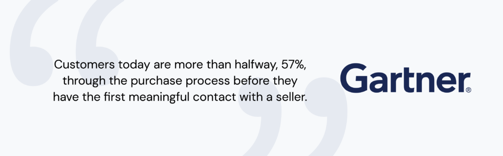 sales trends - customers are more than halfway through the purchase process before first contact 