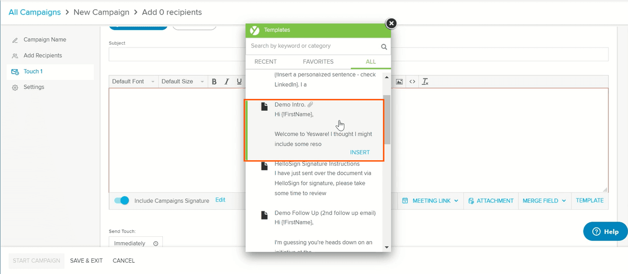 how to automate emails in outlook: select template