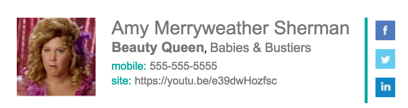 email signature generator example: Amy Merryweather Sherman