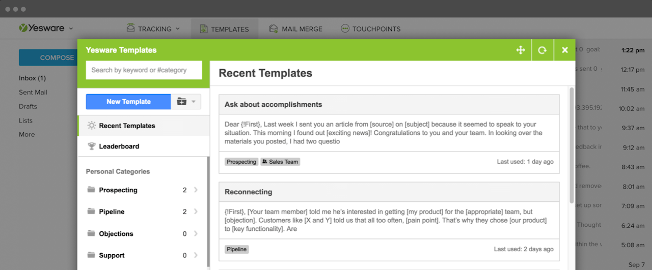 time management apps yesware insertable templates for your inbox
